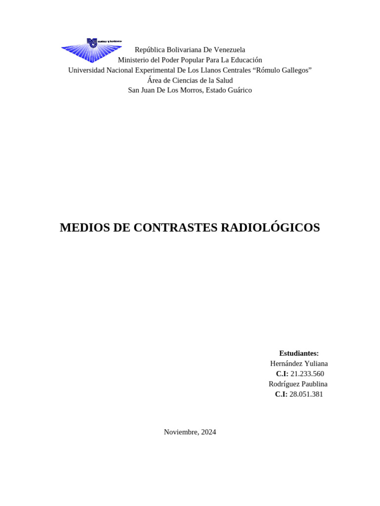 Medios de Contraste Radiológicos: Guía Completa | PDF | Imagenes ...