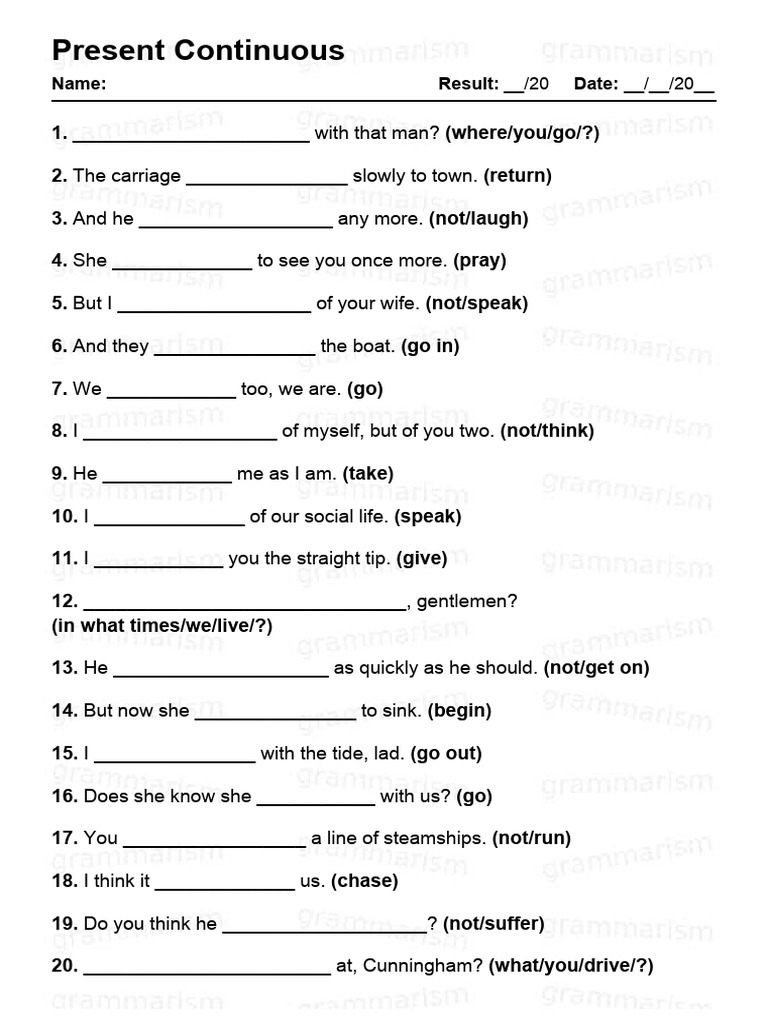 Grammarism present continuous test 10 1045453 pdf