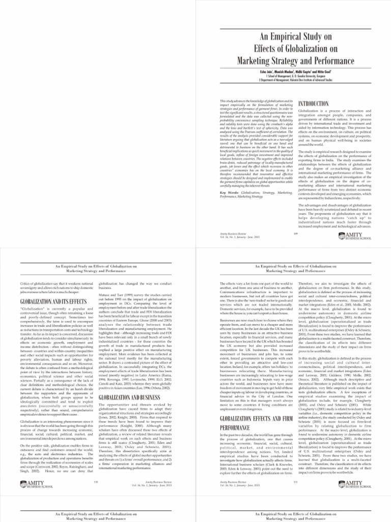 Empirical Study in Effects of Globalization | PDF