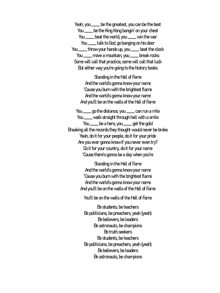Can I Be a Hall of Famer? Deconstructing The Script's Anthem for Achieving Greatness