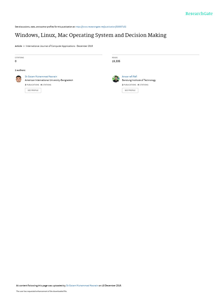 Windows Linux Mac Operating System and Decision Making | PDF ...
