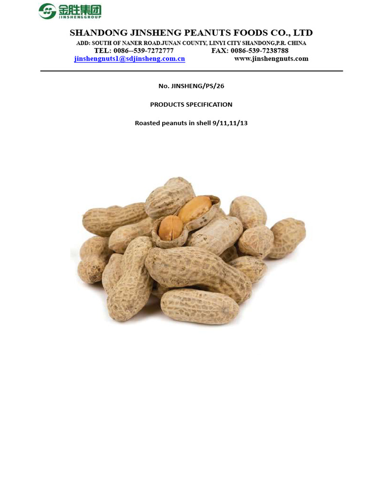 Peanut Specification for Roasted Nuts | PDF | Nut (Fruit) | Peanuts