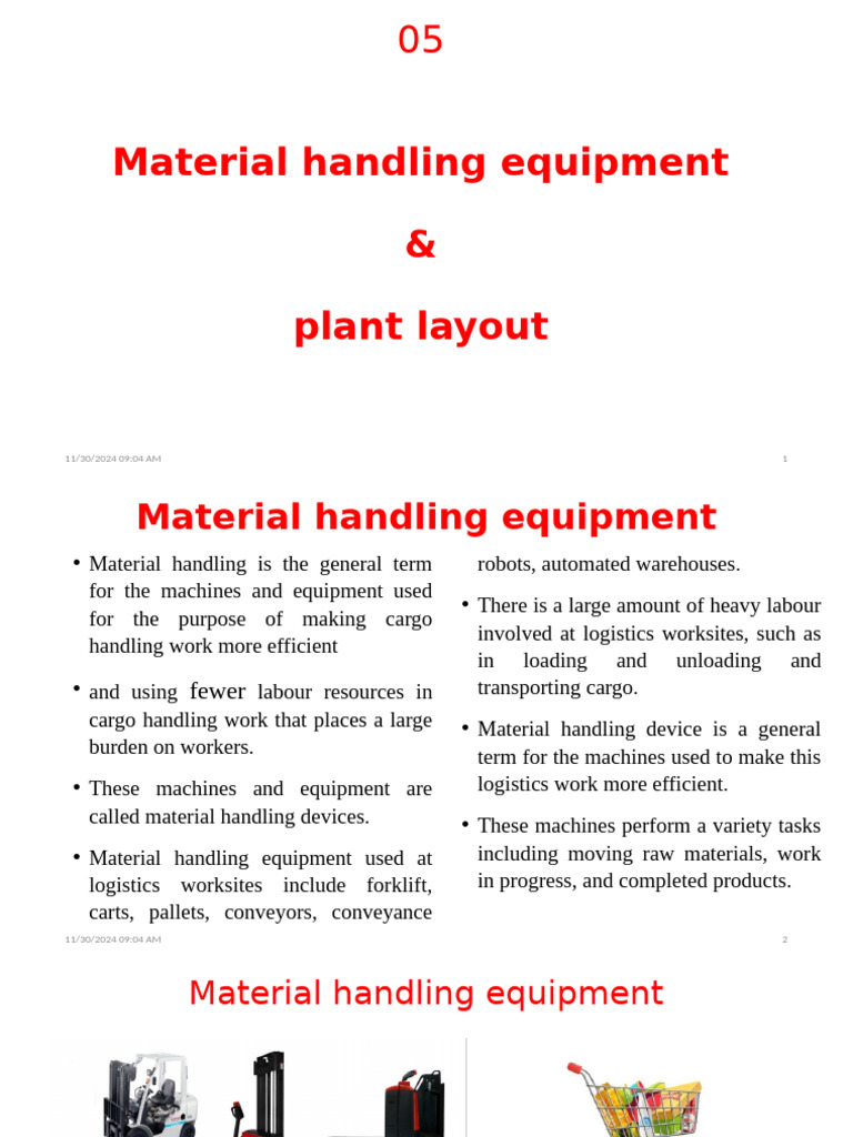 05 Material Handling and Equipment | PDF | Logistics | Personal ...