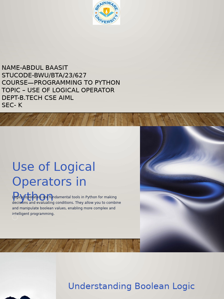Use of Logical Operators in Python | PDF | Computing | Mathematics