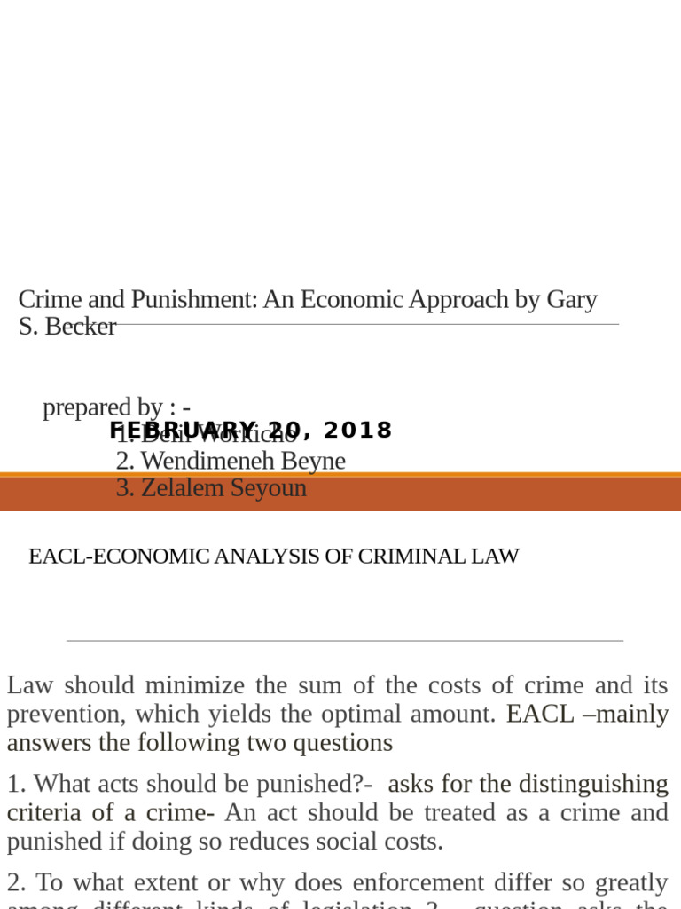Law and Economics Presentaion | PDF | Crimes | Crime & Violence
