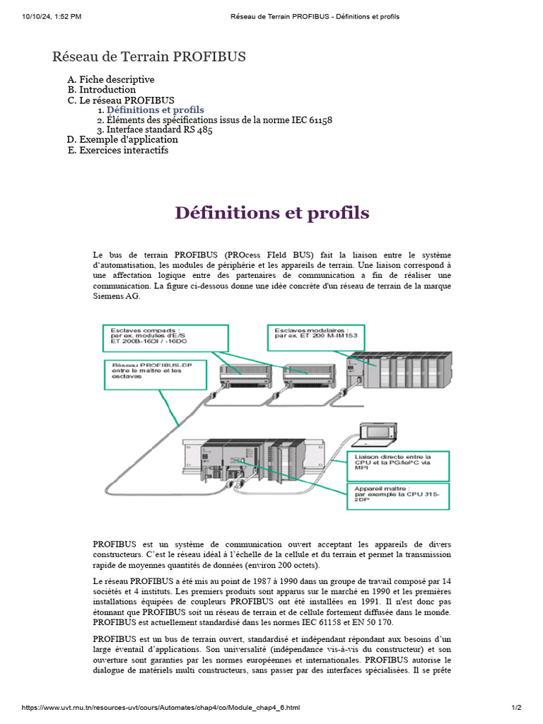 Introduction au réseau PROFIBUS | PDF | Réseau informatique ...