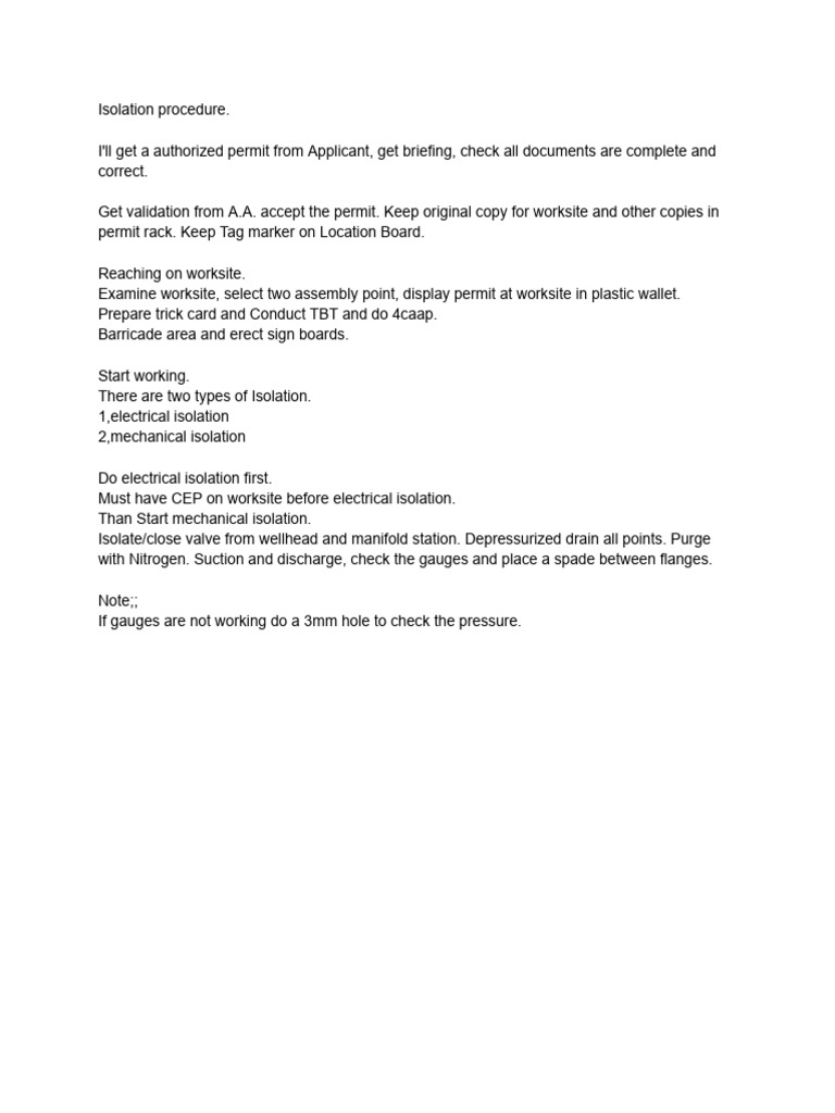Isolation Procedure 1 | PDF