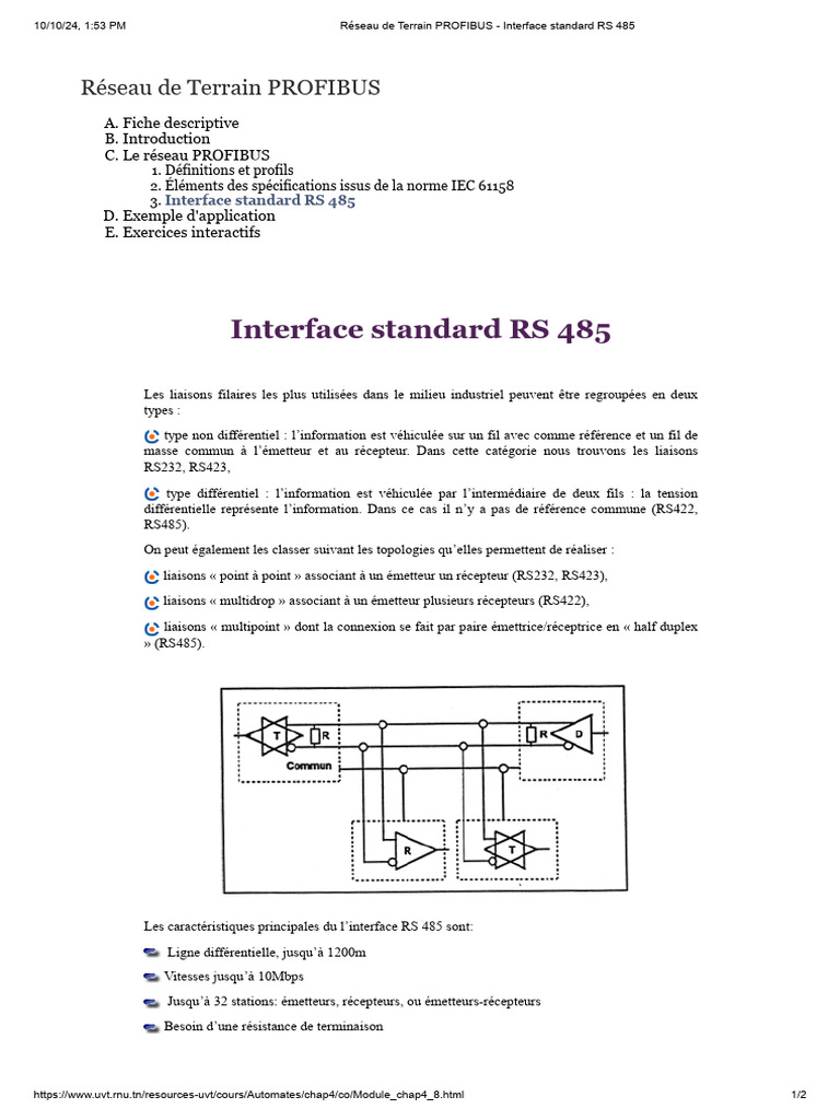 Fiche sur le réseau PROFIBUS | PDF | Biens manufacturés | Informatique