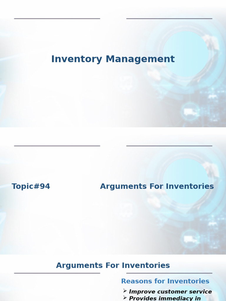 MGT713 VU Module 08 Inventory Management | PDF | Inventory | Demand