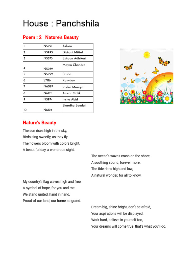POEM 2 - Nature's Beauty | PDF
