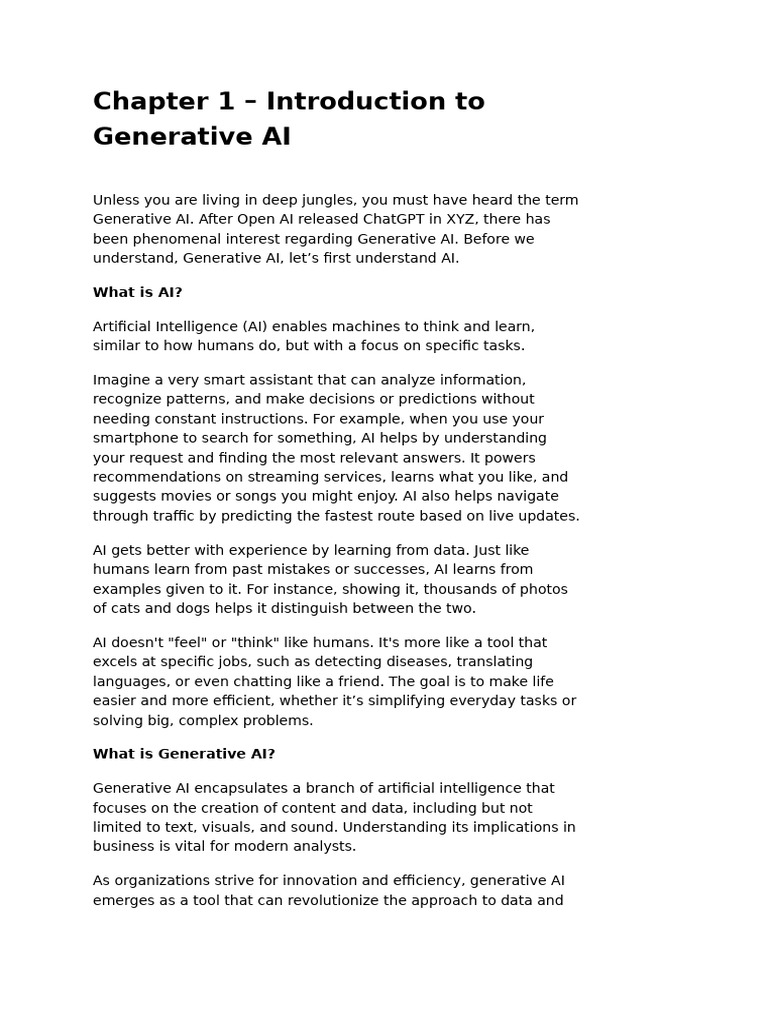 Chapter 1 - Intro To Generative AI | PDF | Artificial Intelligence ...