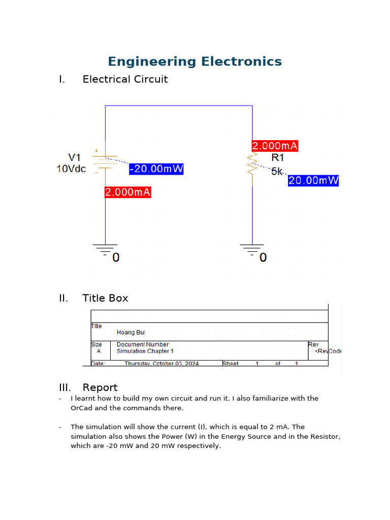 Electrical Circuit Simulation Report | PDF