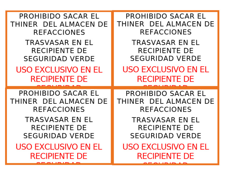 Etiqueta Prohibido Sacar El Tiner | PDF
