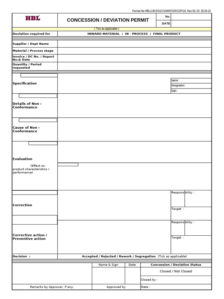 Concession and Deviation Permit Form | PDF