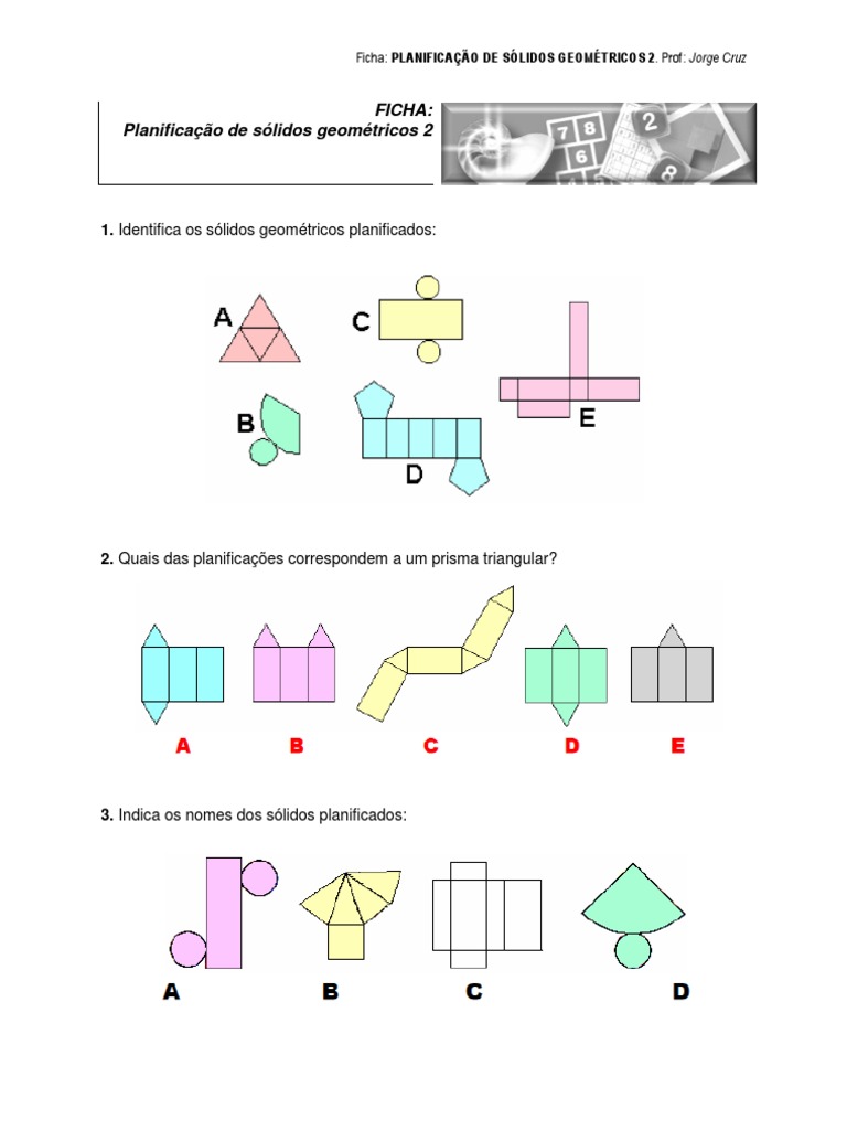 Planificações de sólidos geométricos 2