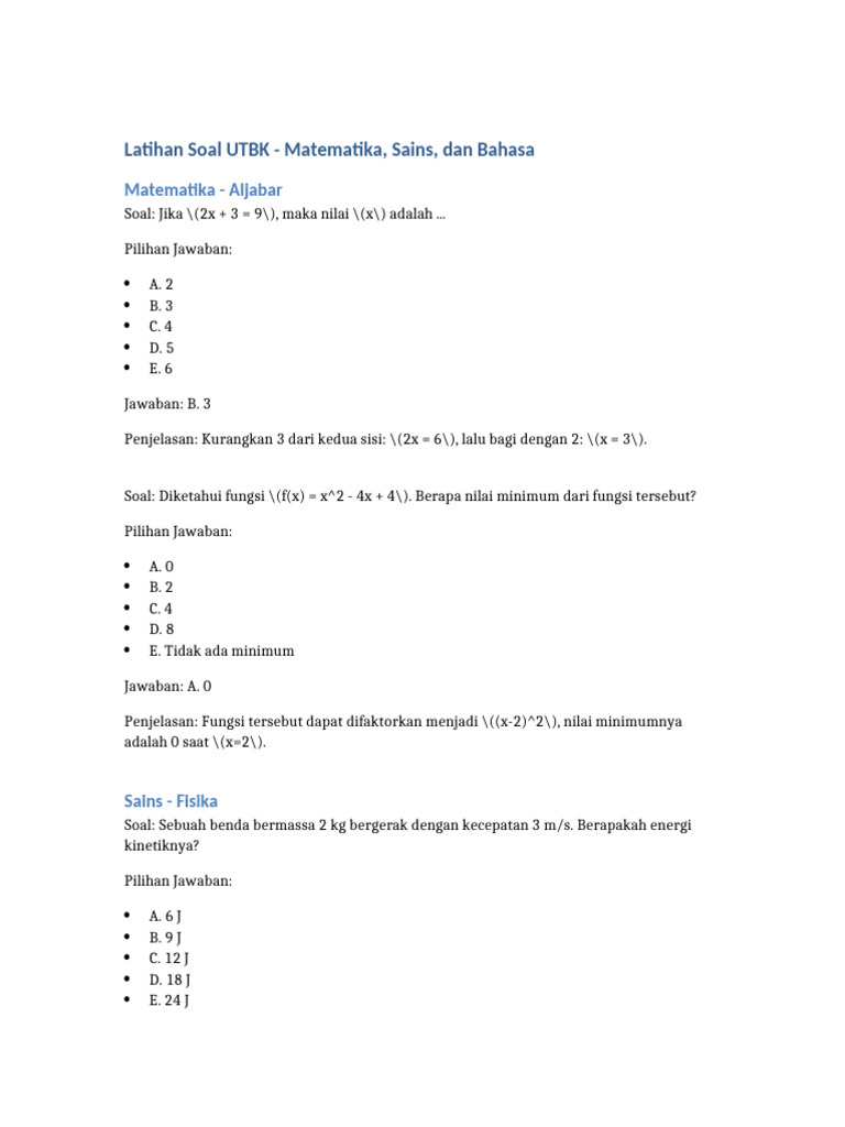 Latihan Soal UTBK | PDF