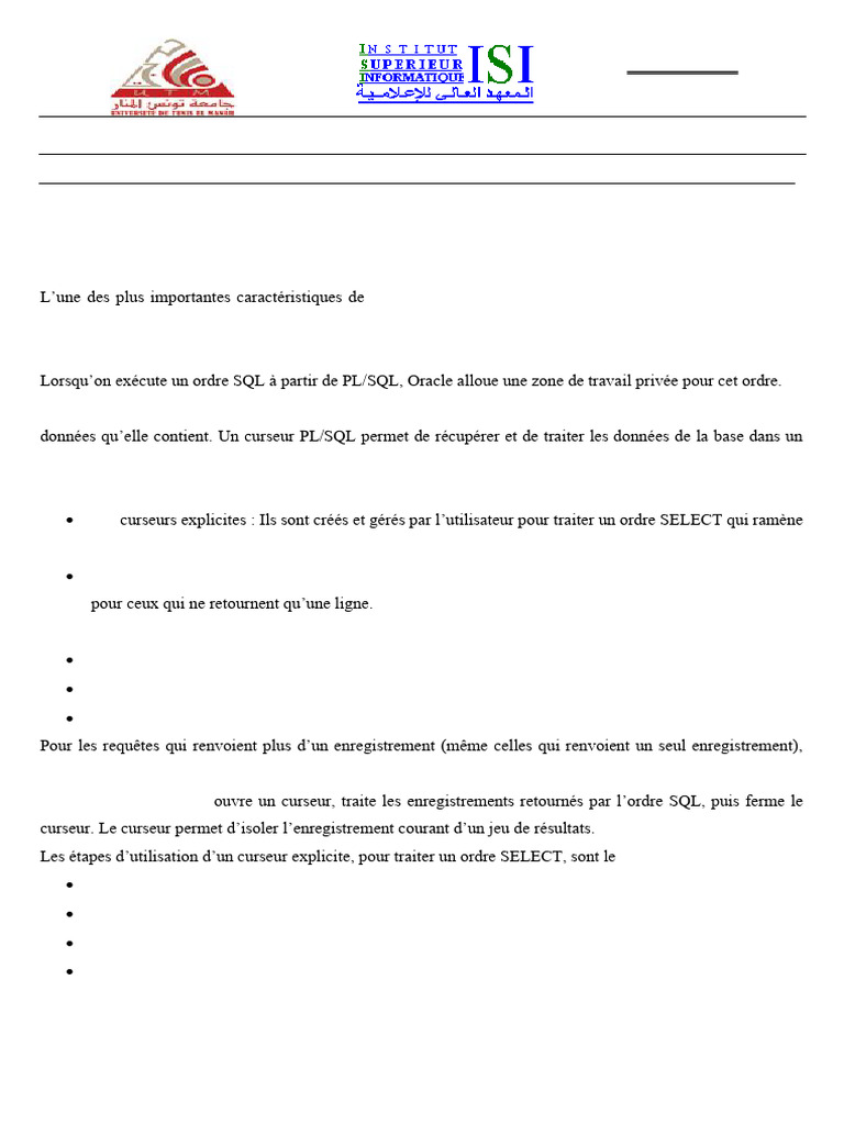Curseurs et exceptions en PL/SQL | PDF | SQL | PL/SQL