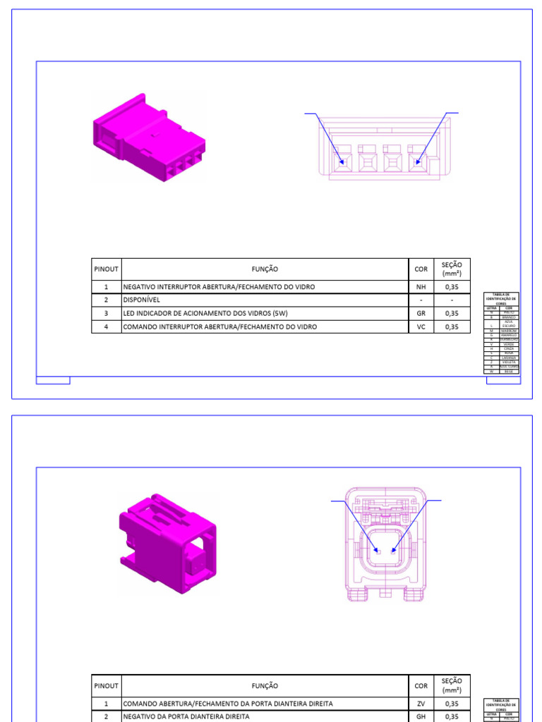 Pinout e Conectores Chicote X6S 2018 | PDF | Cor | Iluminação