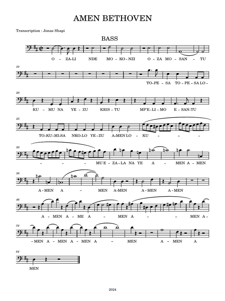 Beethoven Amen Bass Transcription | PDF