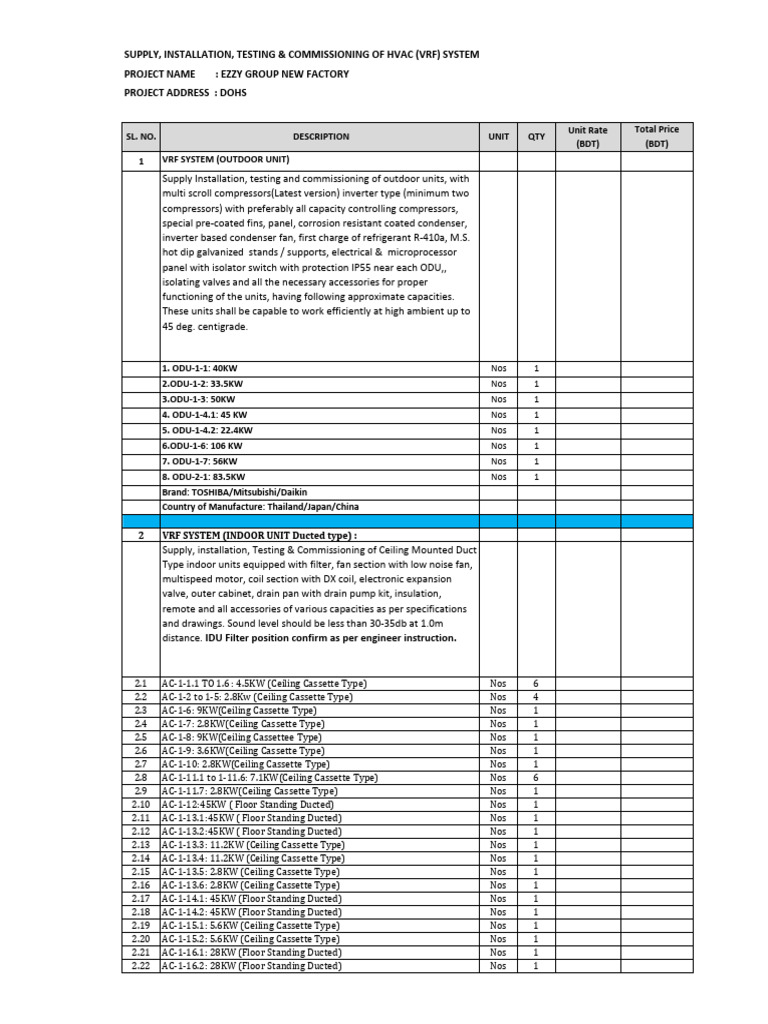 VRF HVAC System Installation Guide | PDF | Duct (Flow) | Pipe (Fluid ...