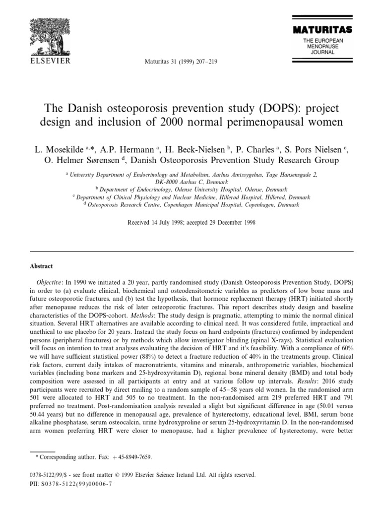 Dops Study | PDF | Osteoporosis | Hormone Replacement Therapy