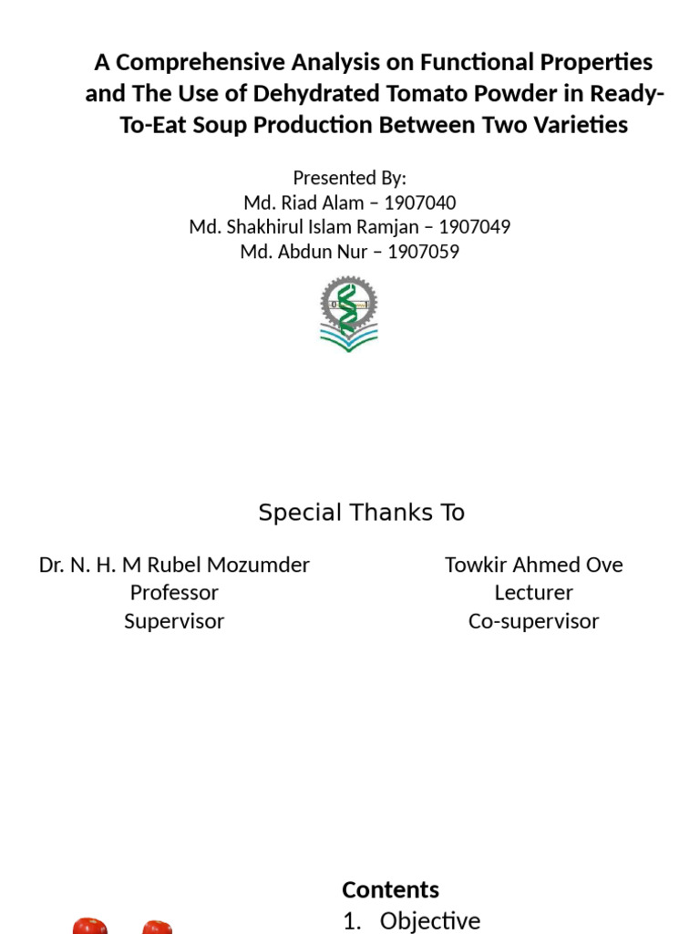 Project Presentation Tomato Pdf Magnesium Sets Of Chemical Elements