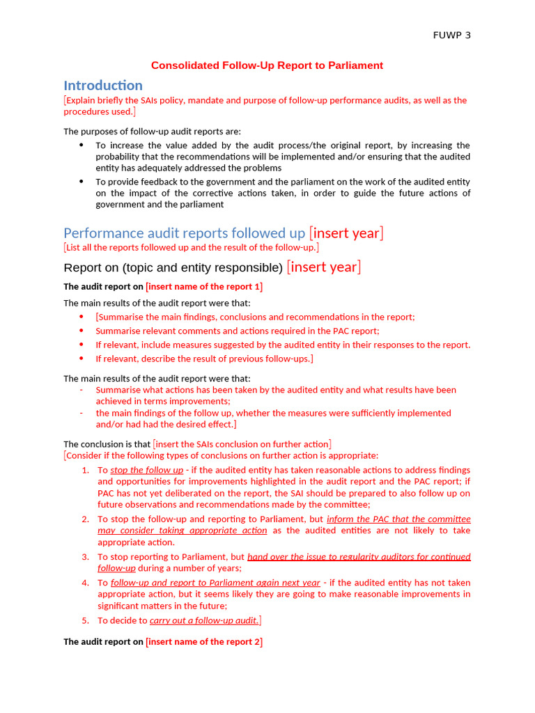 Follow-Up Performance Audit Report Summary | PDF | Auditor's Report | Audit