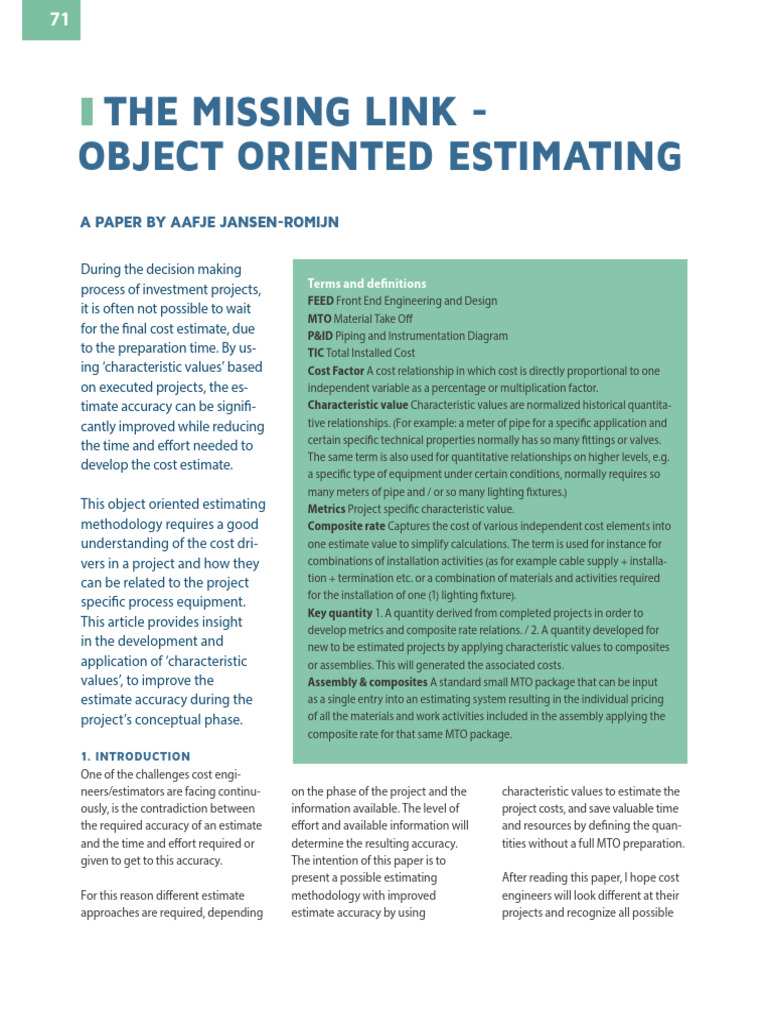 Object-Oriented Estimating Insights | PDF | Project Management | Pipe ...