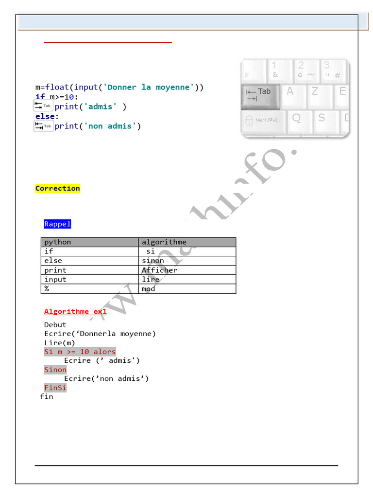 Structure conditionnelle en Python | PDF