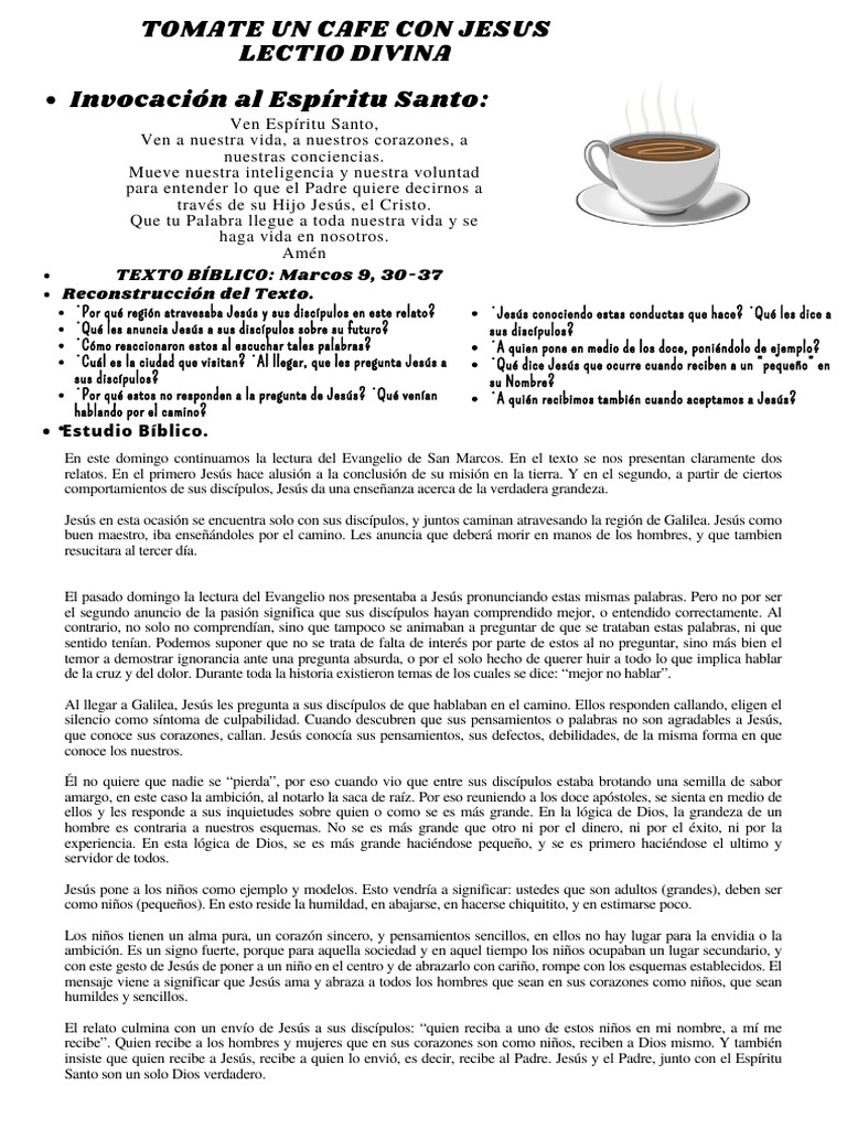 Lectio Divina Dominical XXV Del Tiempo Ordinario Ciclo B - 20240917 ...