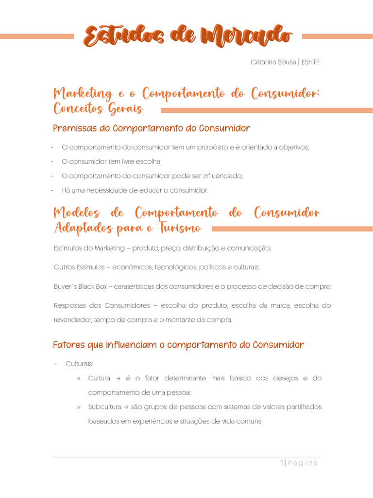 Resumos - Estudos de Mercado | PDF | Marketing | Mercado (economia)