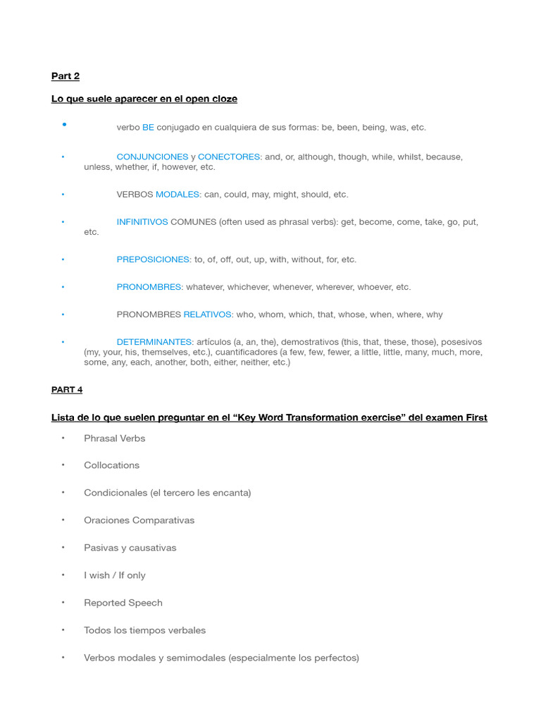 Claves Para El Examen De Inglés First Pdf