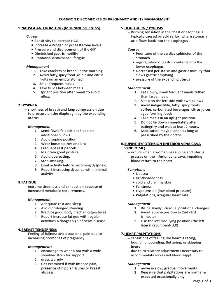 Common Discomforts of Pregnancy and Its Management | PDF | Edema ...
