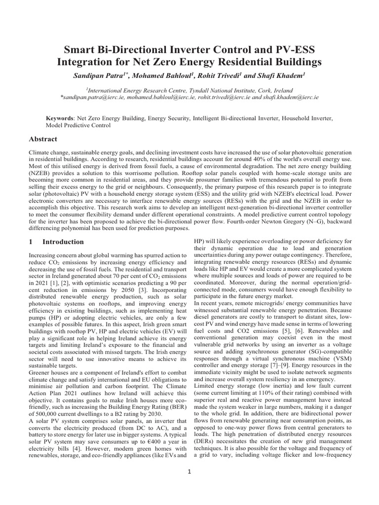 Smart Bi-Directional Inverter Control and PV-ESS Integration For Net ...