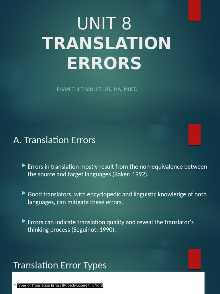 Understanding Translation Errors | PDF | Translations | Semantics