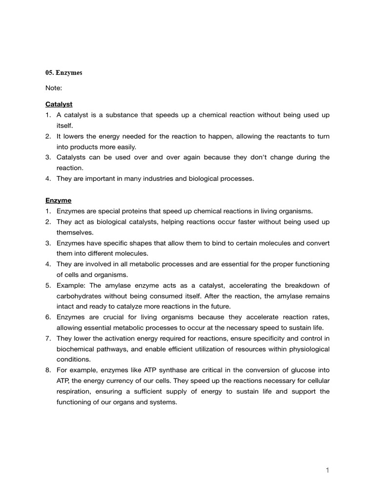 05 Enzymes Pdf Enzyme Active Site