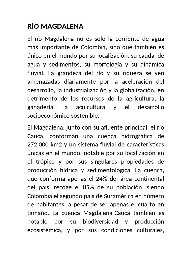 Importancia del río Magdalena en Colombia | PDF
