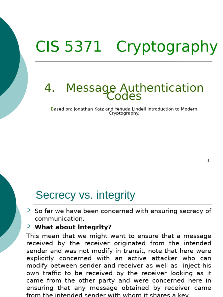 Understanding Message Authentication Codes | PDF | Cryptography ...