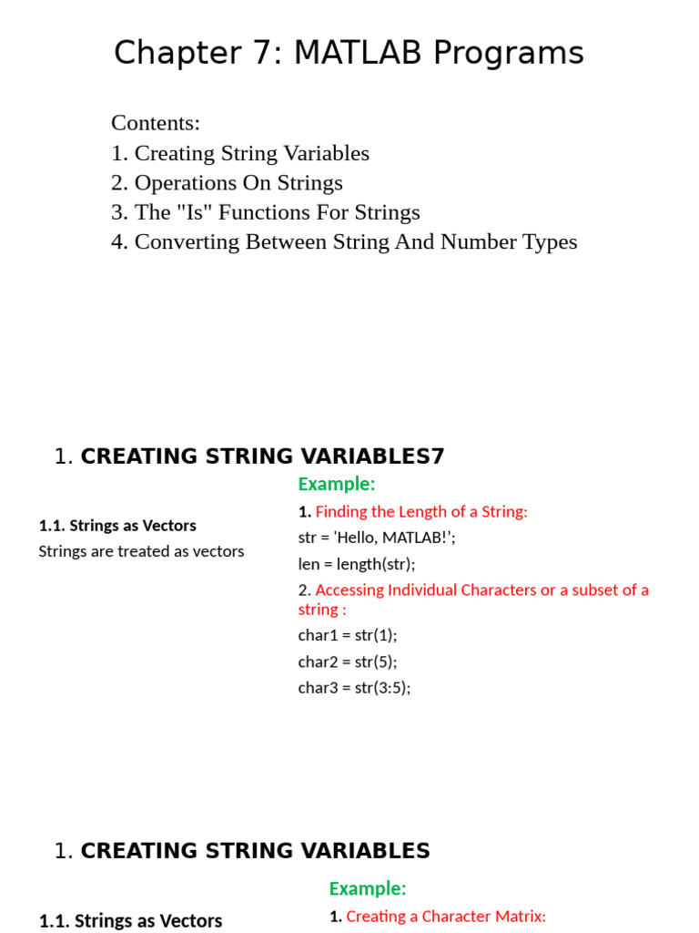 Chapter 7 | PDF | String (Computer Science) | Matlab