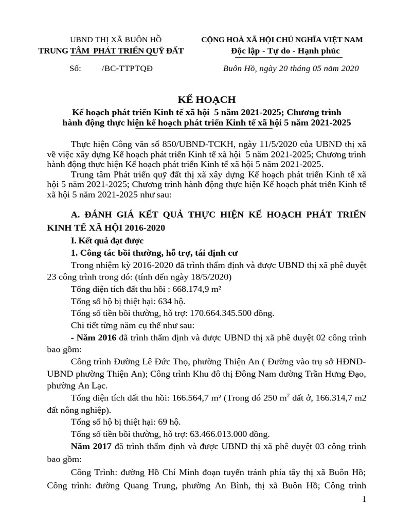 Báo Cáo KHPT KT-XH 5 Năm 202-2025 | PDF