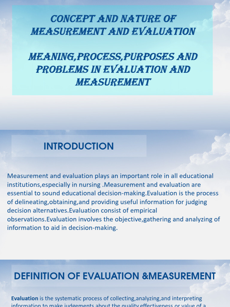 Concept and nature of measurement pdf evaluation learning