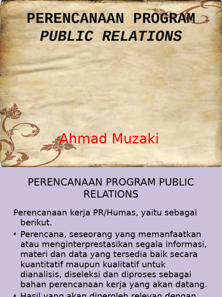 Perencanaan Program Public Relations | PDF