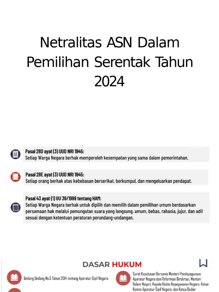 Netralitas ASN Dalam Pemilihan Serentak Tahun 2024 PDF | PDF