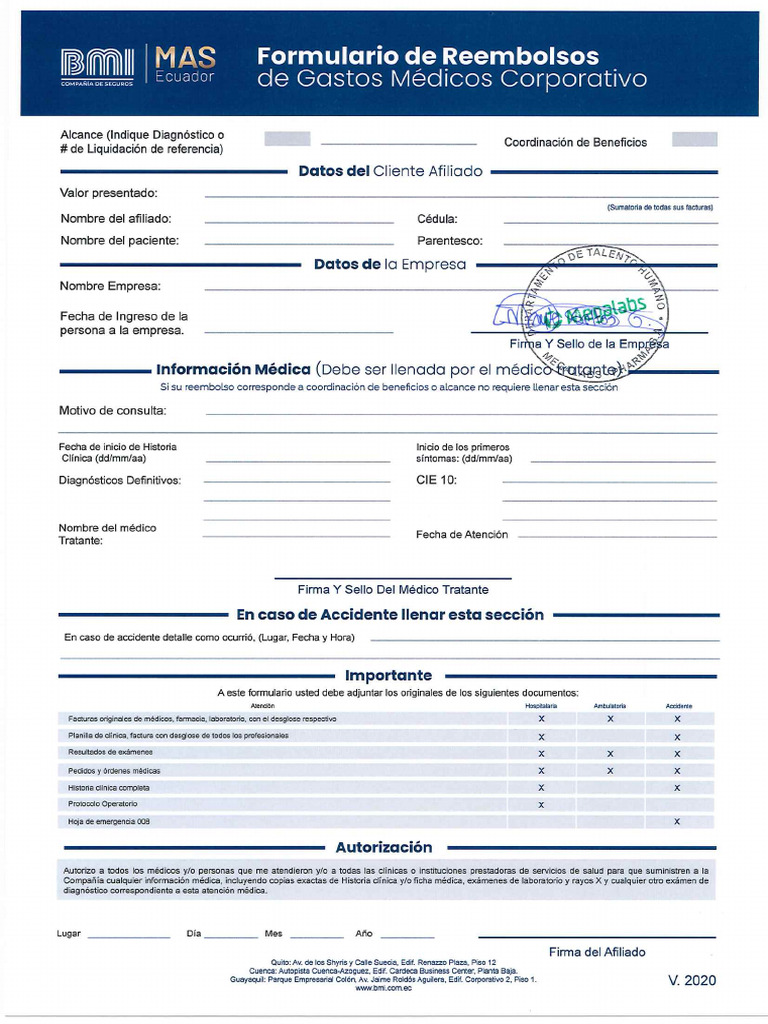 Formulario de Reembolso Con Firma | PDF