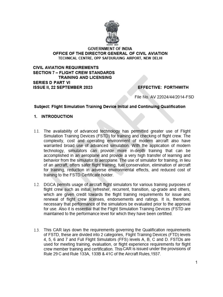 FSTD Qualification Requirements 2023 | PDF | Simulation | Aviation