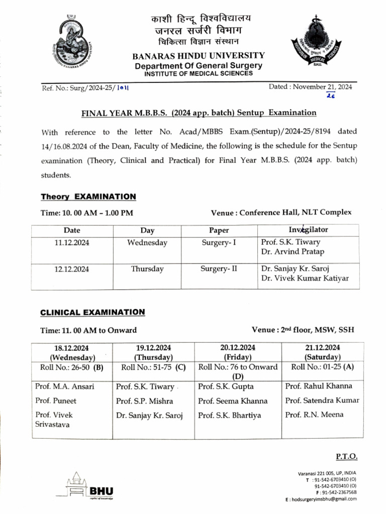 Final Year MBBS 2024 App. Batch Sentup Examination | PDF | Science ...