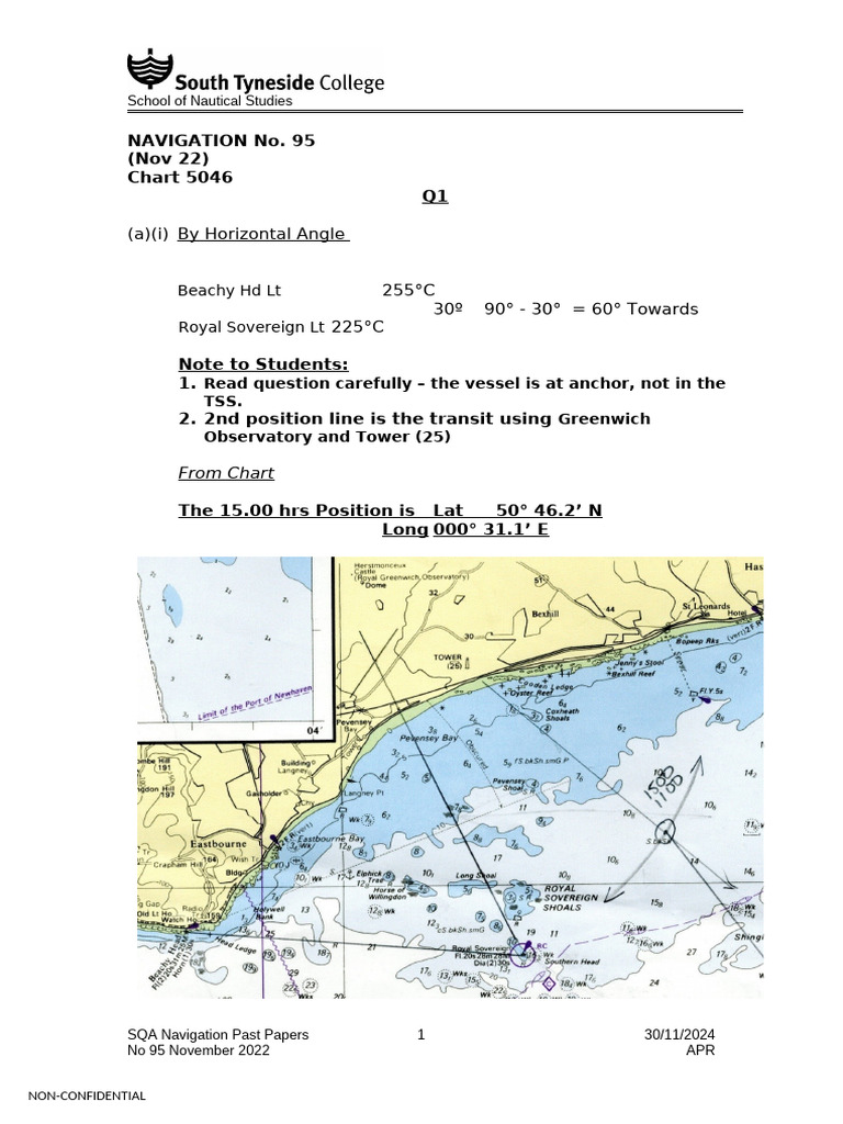 Nautical Navigation Exam Paper Q1-Q5 | PDF | Navigation