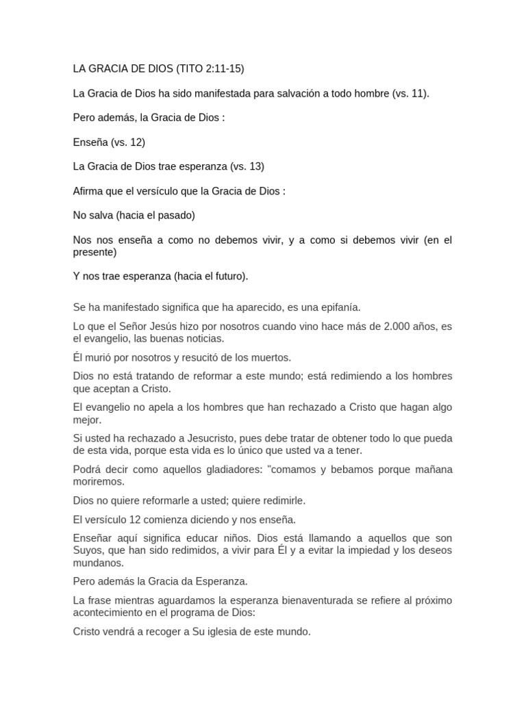 La Gracia de Dios y la Esperanza | PDF | Cristo (título) | Salvación