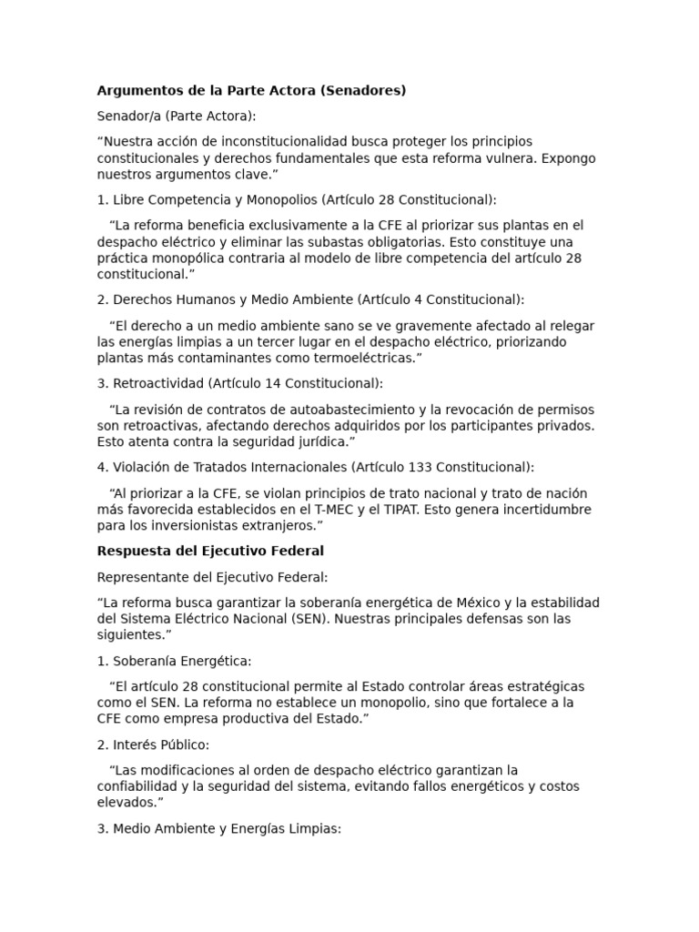 Argumentos de La Parte Actora | PDF