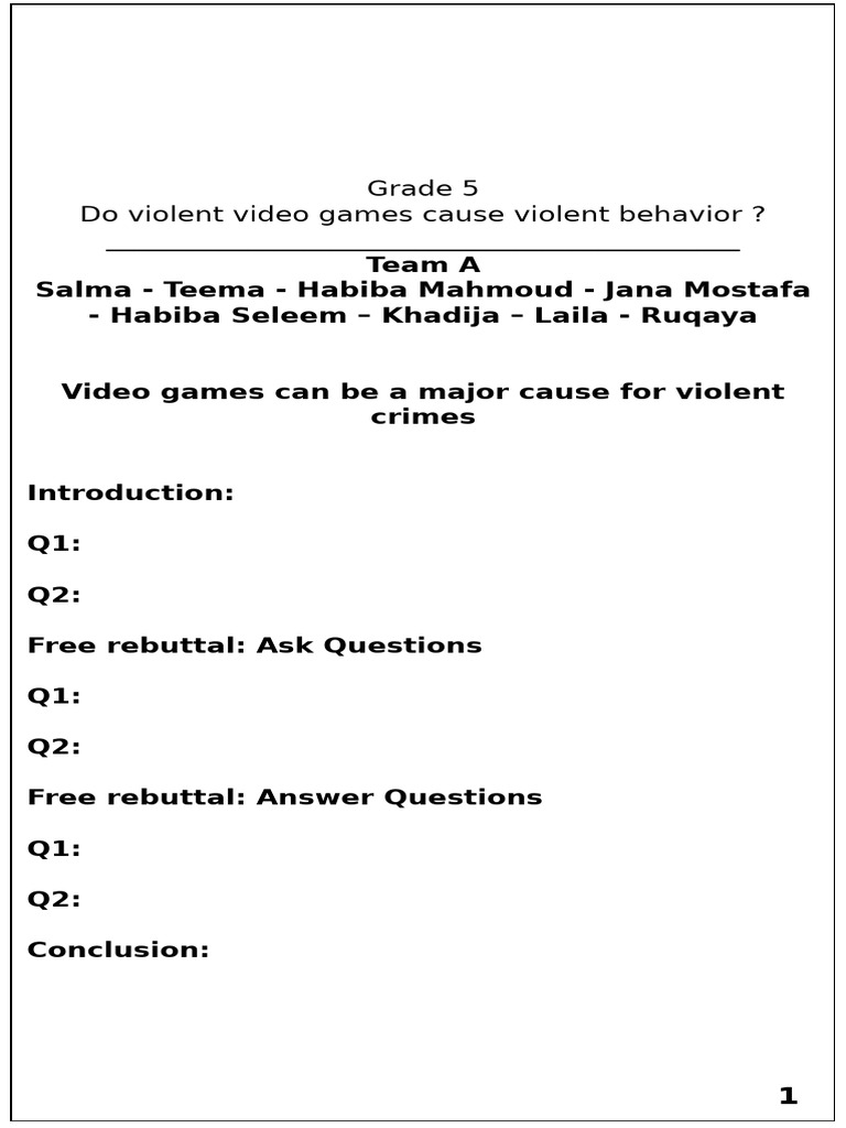 Debate Grade 5 | PDF | Violence | Aggression